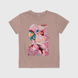 Футболка хлопковая детская Розовый попугай, цвет: пыльно-розовый