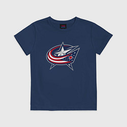 Футболка хлопковая детская Columbus blue jackets - hockey team - emblem, цвет: тёмно-синий