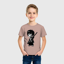 Футболка хлопковая детская Маленький воин-самурай, цвет: пыльно-розовый — фото 2