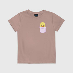 Футболка хлопковая детская BbokAri in pocket, цвет: пыльно-розовый