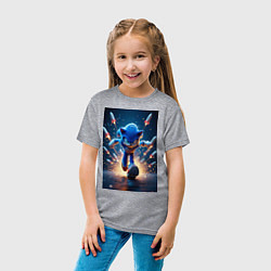 Футболка хлопковая детская Соник убегает от ракет, цвет: меланж — фото 2