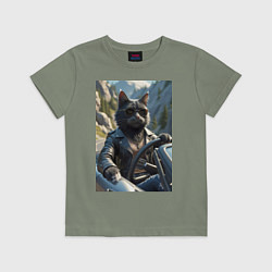 Детская футболка Кот за рулем кабролета