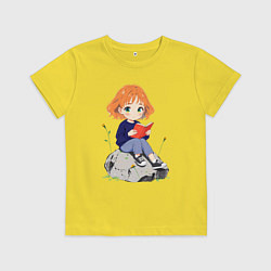 Детская футболка Рыжая девушка читает книгу