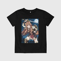 Футболка хлопковая детская Рафталия сражается в ночи, цвет: черный