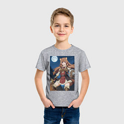 Футболка хлопковая детская Рафталия сражается в ночи, цвет: меланж — фото 2