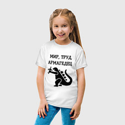 Футболка хлопковая детская Мир труд армагедец годзилла, цвет: белый — фото 2