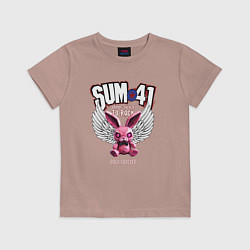 Футболка хлопковая детская Sum 41 розовый кролик, цвет: пыльно-розовый