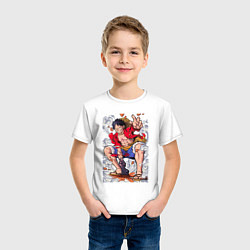 Футболка хлопковая детская One piece Луффи, цвет: белый — фото 2