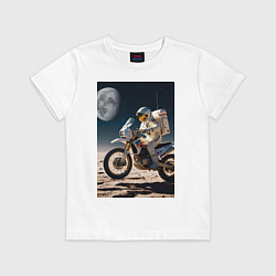 Детская футболка Космонавт ездит на мотоцикле по Луне