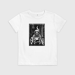 Футболка хлопковая детская Космонавт в городе, цвет: белый