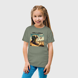 Футболка хлопковая детская Lirili larili - elephant - brainrot meme, цвет: авокадо — фото 2