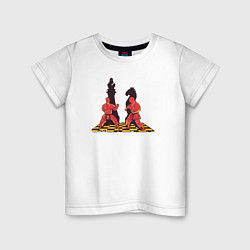 Футболка хлопковая детская Karate chess, цвет: белый