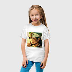 Футболка хлопковая детская Анимэ арт индеец - лицо крупно, цвет: белый — фото 2