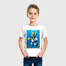 Футболка хлопковая детская Homer diving - ai art fantasy, цвет: белый — фото 2