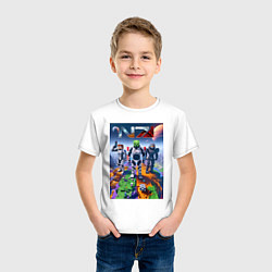 Футболка хлопковая детская Mass effect and Minecraft - ai art collaboration, цвет: белый — фото 2