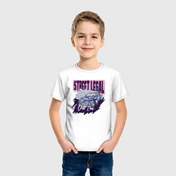 Футболка хлопковая детская Street legal, цвет: белый — фото 2