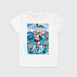 Футболка хлопковая детская Марин Китагава косплей аниме Флотская коллекция, цвет: белый