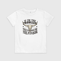 Футболка хлопковая детская Череп и текст, цвет: белый