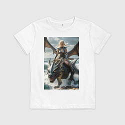 Детская футболка Девушка летит на драконе в стиле Игры престолов