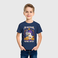 Футболка хлопковая детская Im nightmare before coffee, цвет: тёмно-синий — фото 2