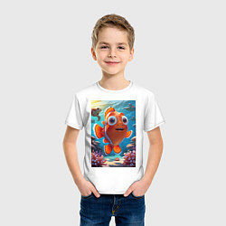 Футболка хлопковая детская Рыбка клоун плавает с черепахами, цвет: белый — фото 2