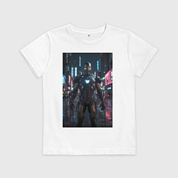 Детская футболка Железный человек посреди ночного города