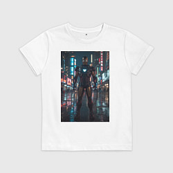 Детская футболка Железный человек посреди ночного города