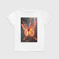 Футболка хлопковая детская Огненная бабочка, цвет: белый