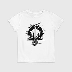 Футболка хлопковая детская Самокат энергия города, цвет: белый