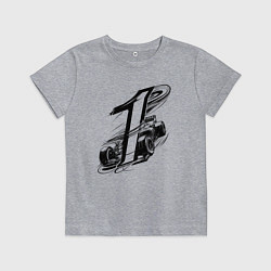 Футболка хлопковая детская Гоночный автомобиль и цифра 1, цвет: меланж