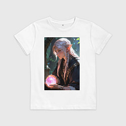 Детская футболка Серьёзная эльфийка с магической сферой