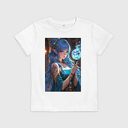 Детская футболка Прекрасная эльийка-маг с посохом