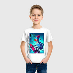 Футболка хлопковая детская Bender skateboarding - ai art fantasy, цвет: белый — фото 2