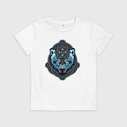 Футболка хлопковая детская Скандинавский медведь - магический оберег, цвет: белый