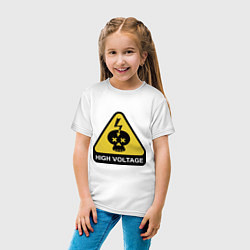 Футболка хлопковая детская Опасно - высокое напряжение, цвет: белый — фото 2