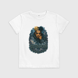 Футболка хлопковая детская XXXTentacion внутри облаков, цвет: белый