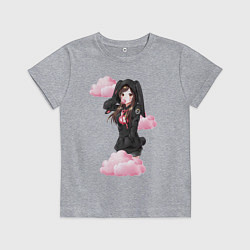 Футболка хлопковая детская Аниме девочка в облаках, цвет: меланж