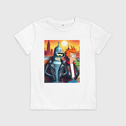 Детская футболка Фрай и Бендер жители Нью-Йорка