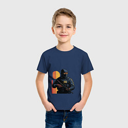 Футболка хлопковая детская Поп-арт контр-террорист CS 2, цвет: тёмно-синий — фото 2