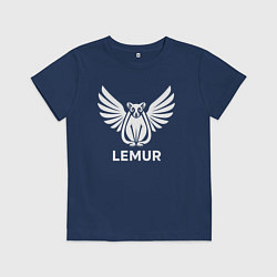 Футболка хлопковая детская Лемур с крыльями, цвет: тёмно-синий