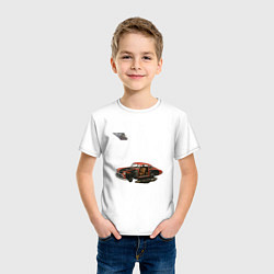 Футболка хлопковая детская Летающая машина, ретрофутуризм, цвет: белый — фото 2