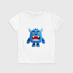 Детская футболка Синее чудовище с рогами