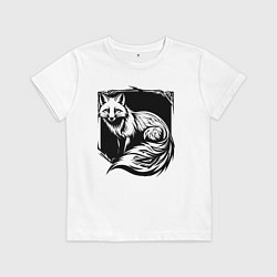 Детская футболка Песец черный орнамент