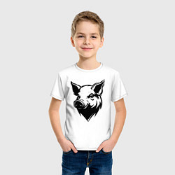 Футболка хлопковая детская Свиная голова, цвет: белый — фото 2