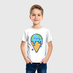 Футболка хлопковая детская Earth cream, цвет: белый — фото 2