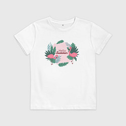 Детская футболка Фламинго с надписью привет лето