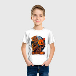 Футболка хлопковая детская Хэллоуин пугало, цвет: белый — фото 2