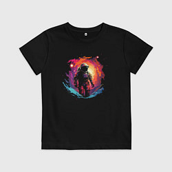 Футболка хлопковая детская Космическое путешествие, цвет: черный