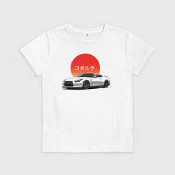 Футболка хлопковая детская Godzilla - Nissan GTR, цвет: белый