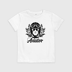 Футболка хлопковая детская Авиатор в цветах, цвет: белый